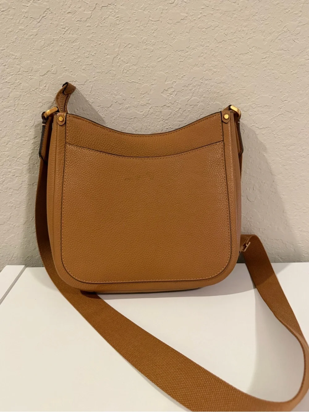kate spade Caramel Pebbled Leather Crossbody with Adjustable Web Strap